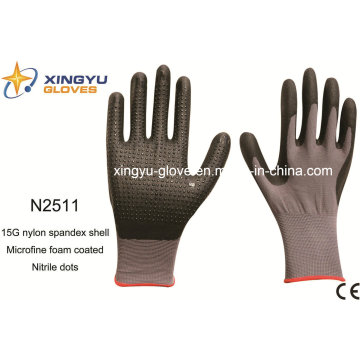 Nylon Spandex Shell Nitrile Coated Saftey Work Gloves (N2511)